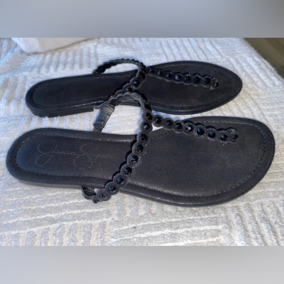 Jessica Simpson Karlee Thong Flat Sandals Black Size 7M - Picture 2 of 9